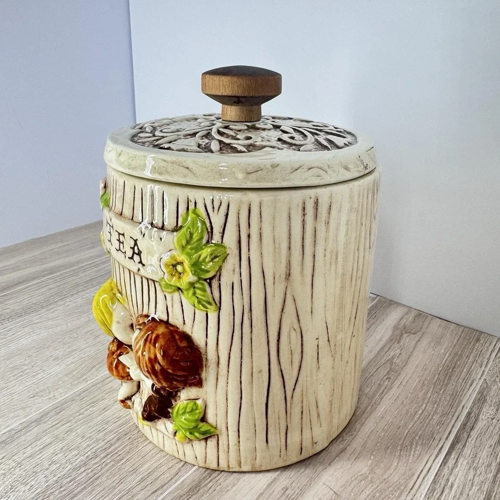 Treasure‎ Craft USA Tea Canister Ceramic Vintage Kitchen Storage Jar w Lid